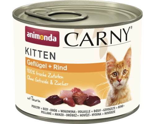 Animonda Carny Kitten wet cat food, poultry and beef, 200g