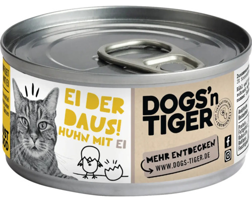 DOGS'n TIGER wet cat food, Egg of the Day! Chicken with egg, 70g, no sugar, no grains and no artificial flavorings, colors and preservatives