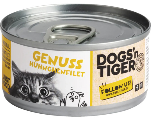 DOGS'n TIGER wet cat food, chicken fillet, 70g, no sugar, no grains and no artificial flavorings, colors and preservatives