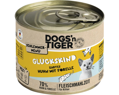 DOGS'n TIGER Lucky Child Gourmet Kitten Wet Cat Food Chicken with Trout 200g - no sugar, no grains and no artificial flavorings, colors and preservatives