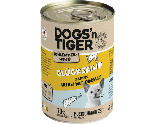 DOGS'n TIGER Lucky Child Gourmet Kitten Wet Cat Food Chicken with Trout 400g no sugar, no grain and no artificial flavorings, colors and preservatives