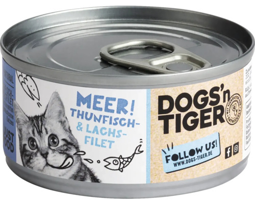 DOGS'n TIGER Wet Cat Food - Tuna & Salmon Fillet, 70g - no sugar, no grains, and no artificial flavorings, colors, or preservatives