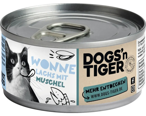 DOGS'n TIGER wet cat food, Salmon with Mussel, 70g, no sugar, no grains and no artificial flavorings, colors and preservatives