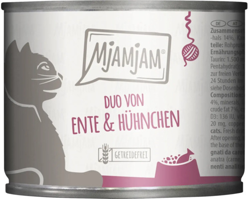 Wet cat food MjAMjAM Duo duck and chicken 200 g grain-free, gluten-free