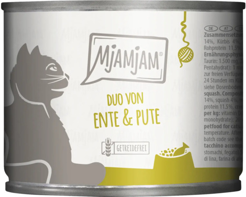 Wet cat food MjAMjAM Duo duck and turkey 200 g grain-free, gluten-free