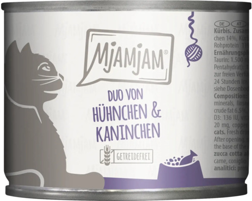 Wet cat food MjAMjAM Duo chicken and rabbit 200 g grain-free, gluten-free