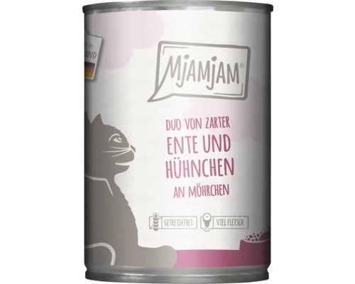 Wet cat food MjAMjAM Duo of duck and chicken with carrots 400 g grain-free, gluten-free