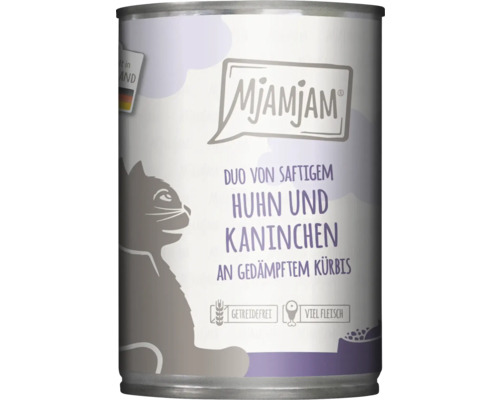 Wet cat food MjAMjAM Duo of chicken and rabbit with steamed pumpkin 400 g grain-free, gluten-free
