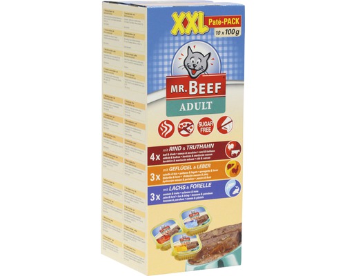 Wet cat food MR. BEEF shell paté 1 pack 10 x 100 g
