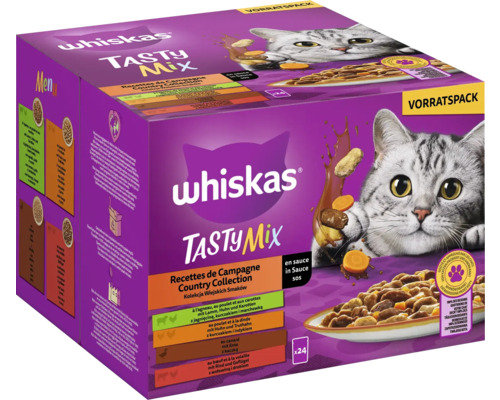 Wet cat food Whiskas Tasty Mix Multipack Country Collection with lamb, chicken and carrot in sauce and with chicken and turkey and with duck and with beef and poultry adult food 24x 85 g 2.04 kg