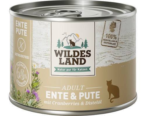 Wet cat food WILDES LAND duck and turkey with cranberries with valuable superfoods, grain-free, gluten-free 200 g