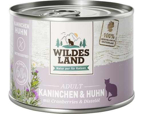 Wet cat food WILDES LAND rabbit and chicken with cranberries with valuable superfoods, grain-free, gluten-free 200 g