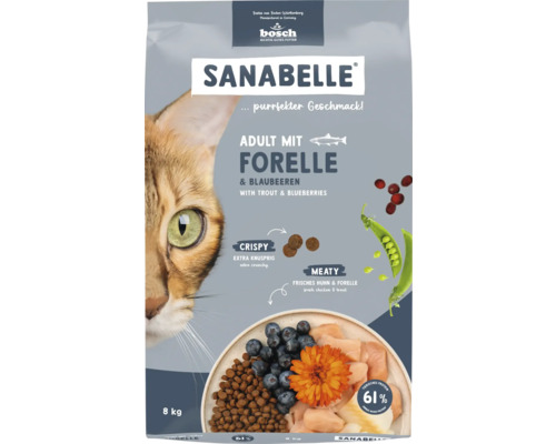 Sanabelle Adult dry cat food with trout, 8 kg