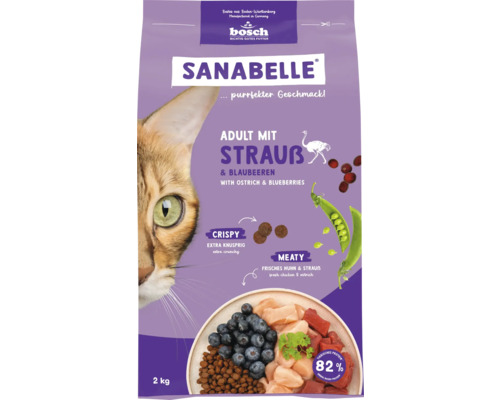 Sanabelle Adult dry cat food with ostrich, 2 kg