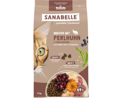 Sanabelle Indoor dry cat food, guinea fowl, 2 kg