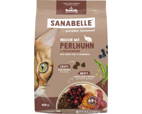 Sanabelle Indoor dry cat food, guinea fowl, 400g