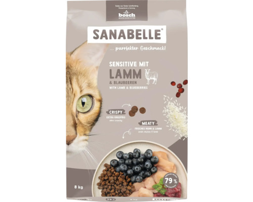 Sanabelle Sensitive dry cat food with lamb, 8 kg
