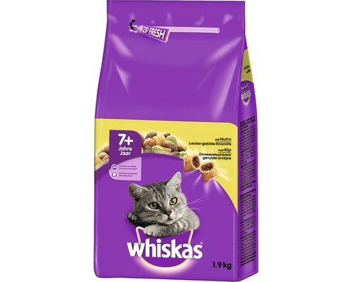 Dry cat food, Whiskas 7+ with chicken 1.9 kg