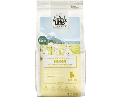 Dry cat food WILDES LAND Chicken Kitten with vegetables and wild herbs with valuable superfoods, grain-free, gluten-free 1.2 kg