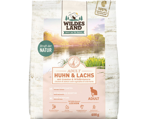 Dry cat food WILDES LAND chicken and salmon with garden vegetables with valuable superfoods, grain-free, gluten-free 400 g