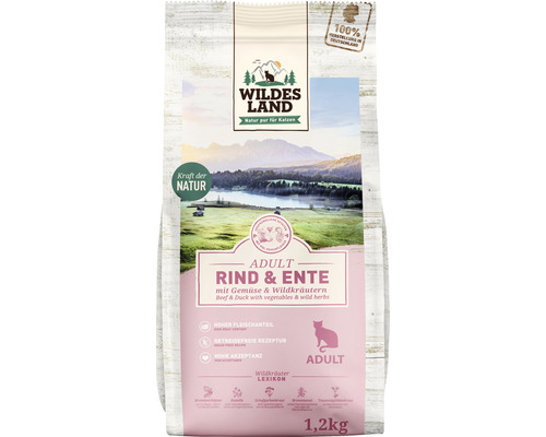 Dry cat food WILDES LAND beef and duck with garden vegetables with valuable superfoods, grain-free, gluten-free 1.2 kg