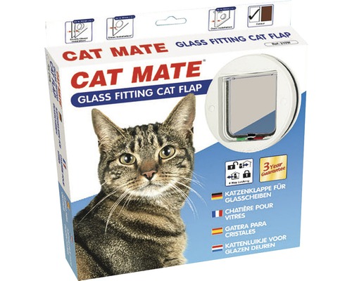 Cat flap Cat Mate 4-way glass 223 mm white