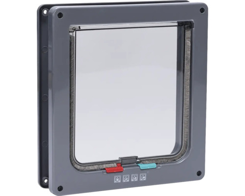 Cat flap Karlie cat door 4-way closure anthracite approx. 23 x 25 x 5 cm for larger cats