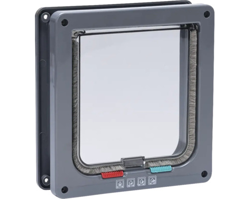 Cat flap Karlie cat door 4-way closure anthracite with 50 mm tunnel approx. 19 x 20 x 2 cm