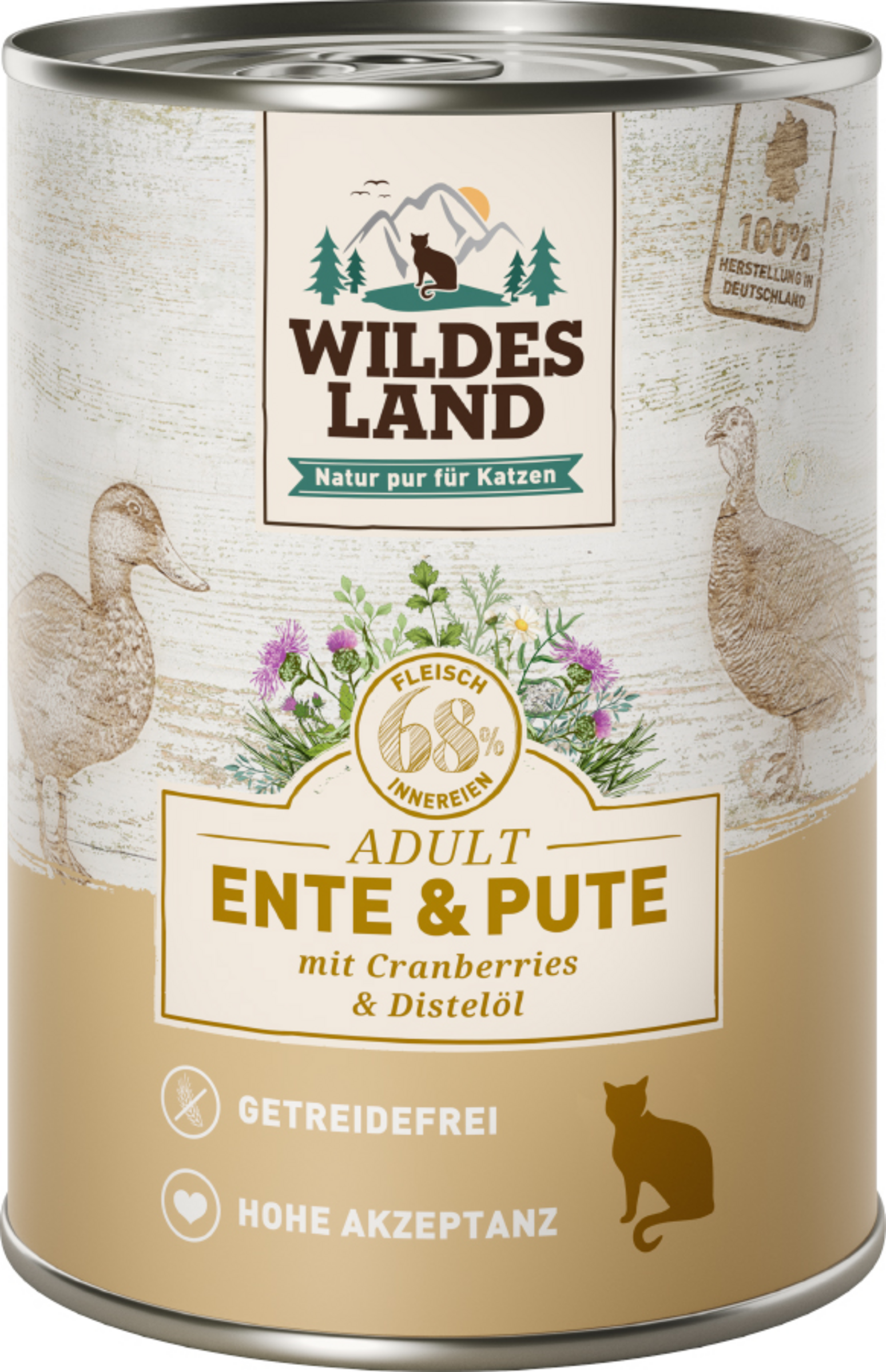 Wildes Land Wet cat food duck and turkey with safflower oil
