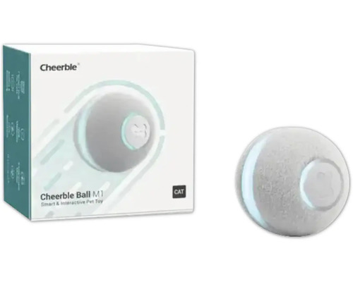 Cat toy Cheerble Ball M1 interactive, self-rolling ball, natural rubber, grey, ø approx. 4.2 cm, activity toy