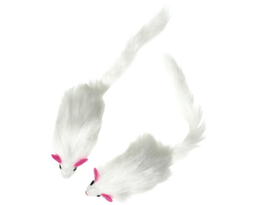 Cat toy Karlie fur mice 2 pieces 12 cm white