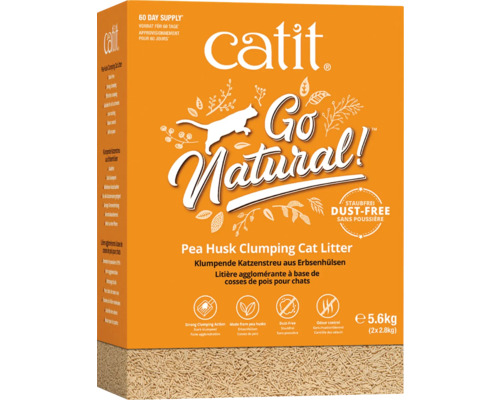 Catit Pea Litter Vanilla 2x2.8kg, Clumping Cat Litter made from Pea Husks