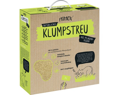 PRIMOX cat litter made from plant fibers clumping, unscented 8 l