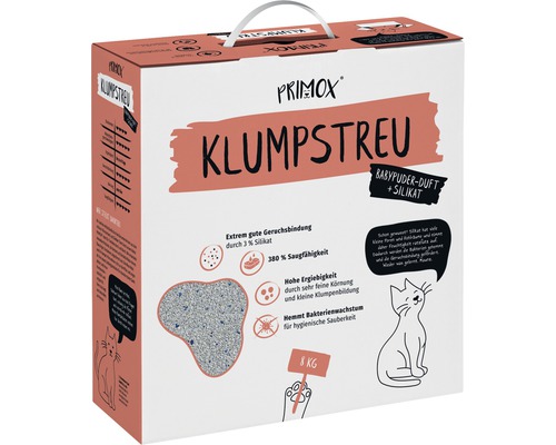 Cat litter PRIMOX baby powder scent silicate clumping, with scent 8 kg