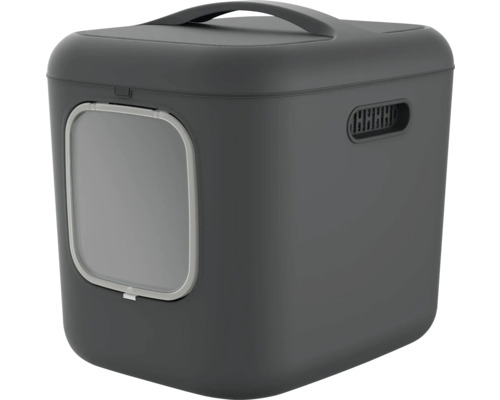 Rotho Biala XL cat litter box, approx. 61 x 49 x 57 cm, with two carbon filters, magnetic closure and handle, anthracite