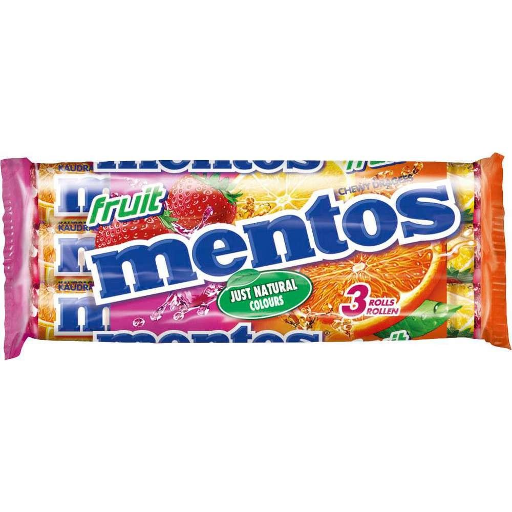 Mentos Chewable candies, fruit (3 x 0.038 kilograms)