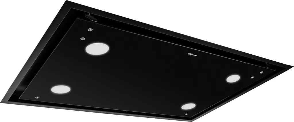 KAUFMANN Ceiling Hood Tegmento 90 BL, 90 cm Extractor Hood, 850 m³/h, Black Glass, Extraction/Recirculation