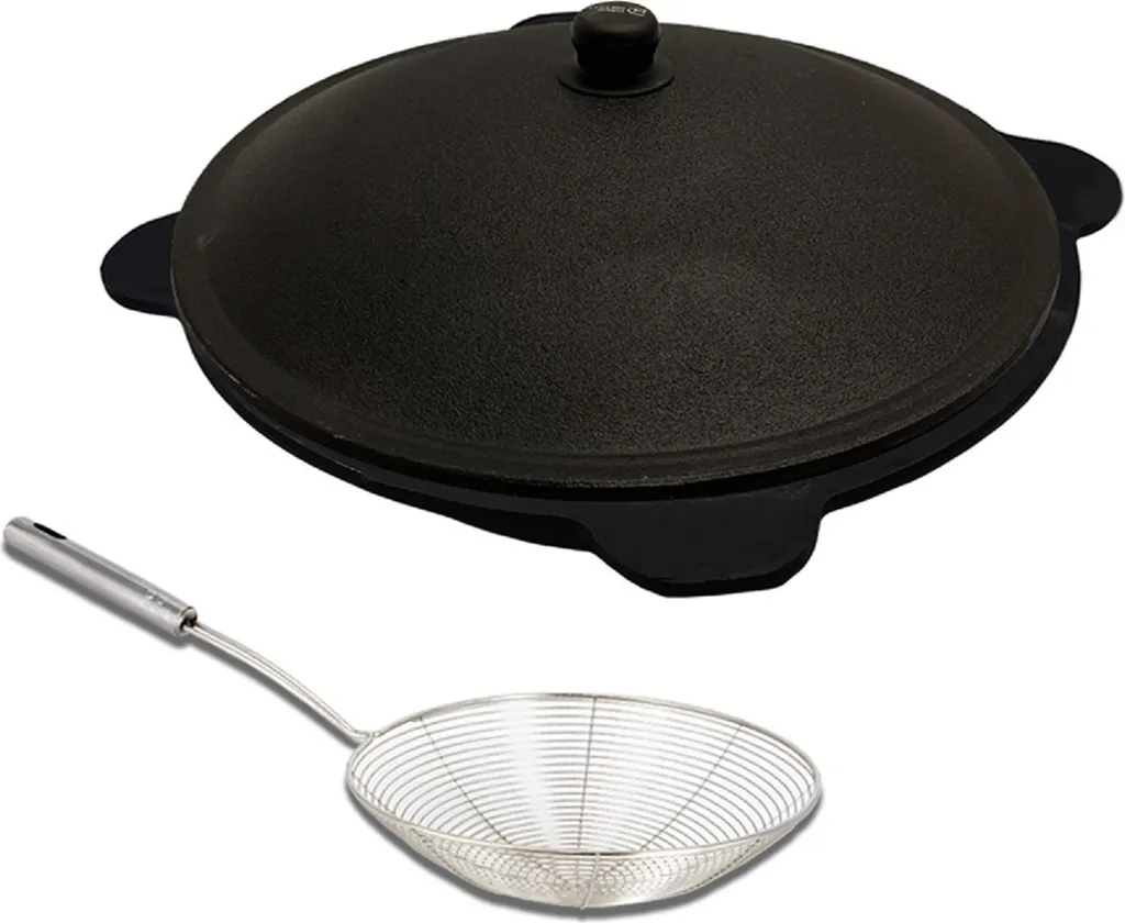 Olymp Handels GmbH Kazan cast iron with stainless steel sieve, Uzbek kazan, 10 liters