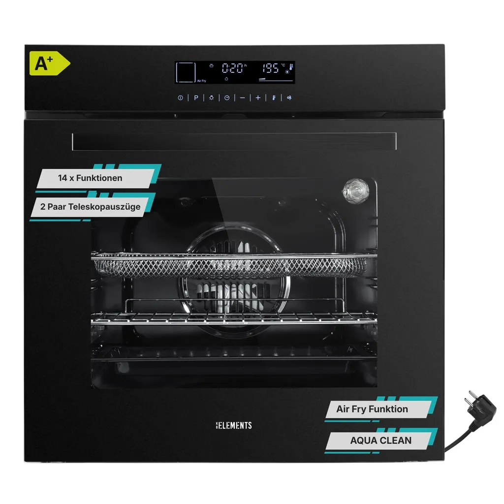 KB ELEMENTS Built-in Oven, 60 cm, 73 liters, 15 functions, air fryer function, AQUA CLEAN, 75DV1