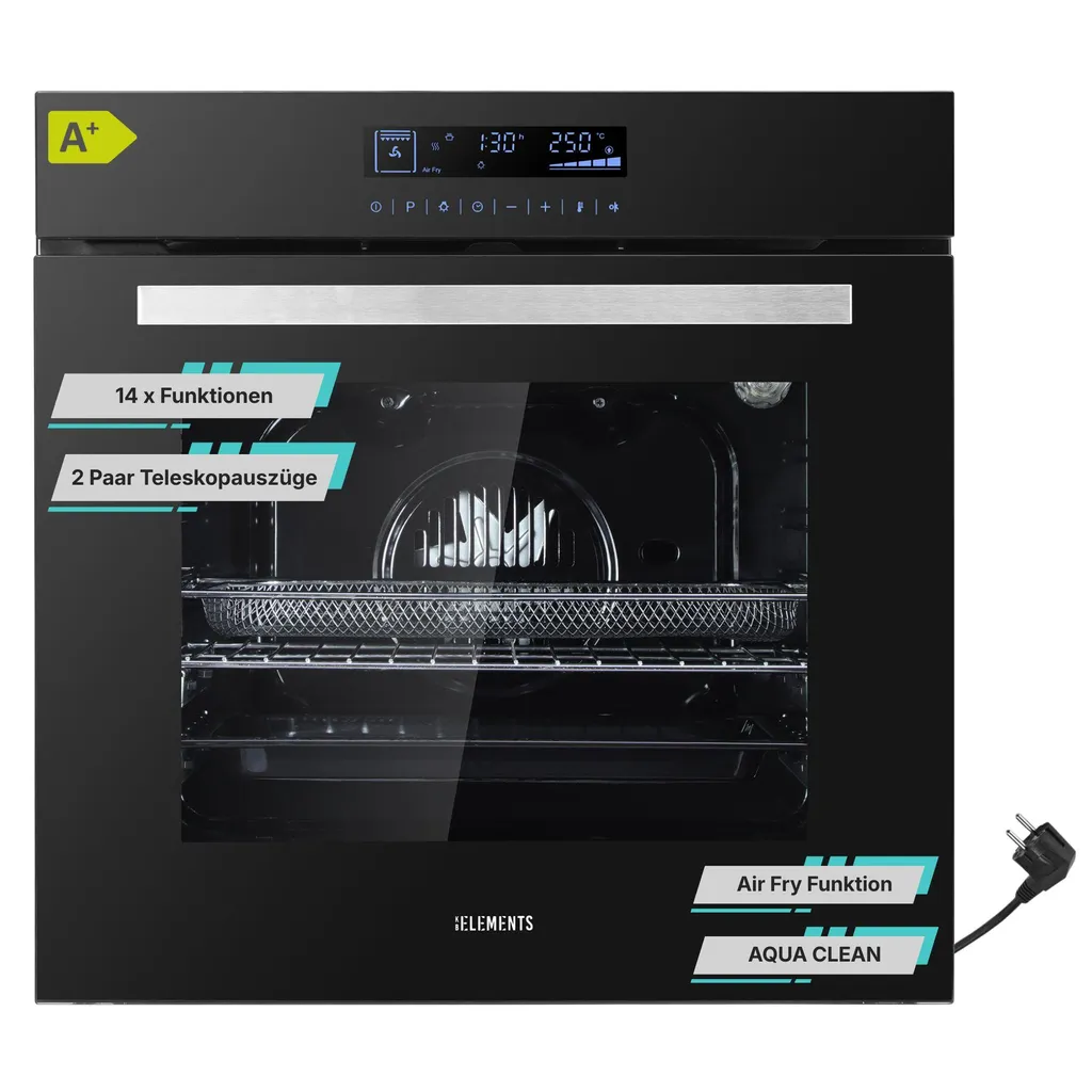 KB ELEMENTS Built-in Oven, 60 cm, 73 liters, 15 functions, air fryer function, AQUA CLEAN, 75DV2