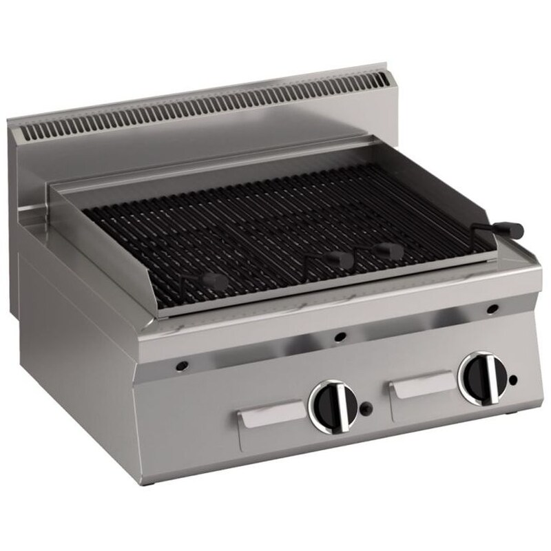 KBS Gas Lava Stone Grill 2 Heating Zones Tabletop Unit Grease Collection Drawer Lava Stones