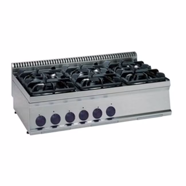 KBS gas stove 30kW 6 burners table unit 1050x700x280 mm 2x 7.2, 2x 4.5, 2 x 3.3 kW
