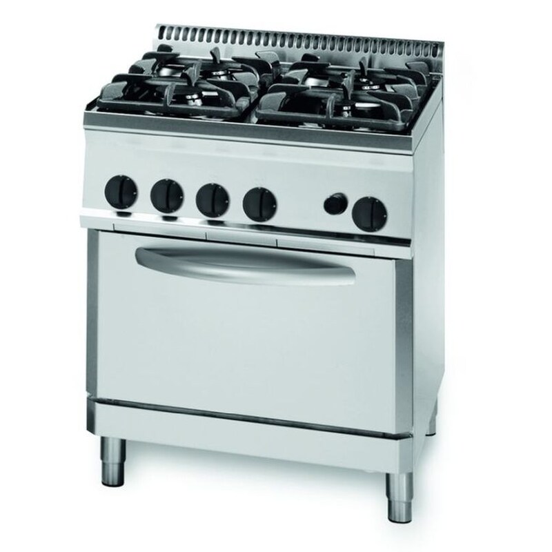 KBS gas stove with 4 burners, gas oven, 700x700x850 mm, 2x 4.5 kW, 1x 3.3 kW, 1x 7.2 kW