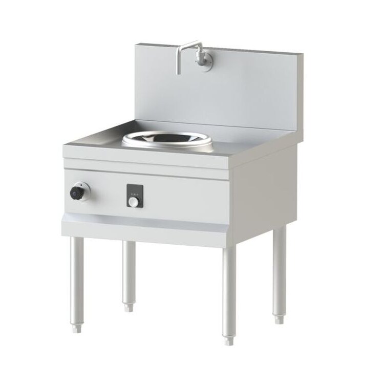 KBS Wokherd 1 Burner Wall Model 700x750x1050 mm with wok pan and tap