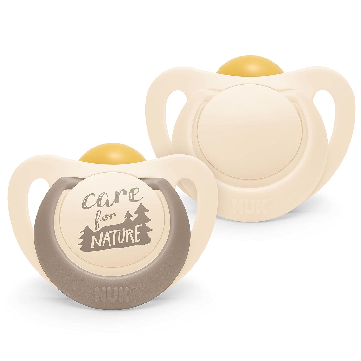 NUK for Nature Baby Dummy, 6-18 Months, Sustainable Rubber Dummy, Over 98% Natural Raw Materials, White, Pack of 2
