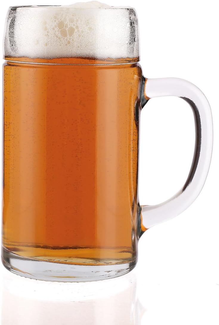 Stölzle Styria Top Glass Beer Mug, Set of 6, Beer Mugs, 1 Liter, Sturdy Beer Jug, Made of Soda Lime Glass, Beer Glass, 1 L, Dishwasher Safe