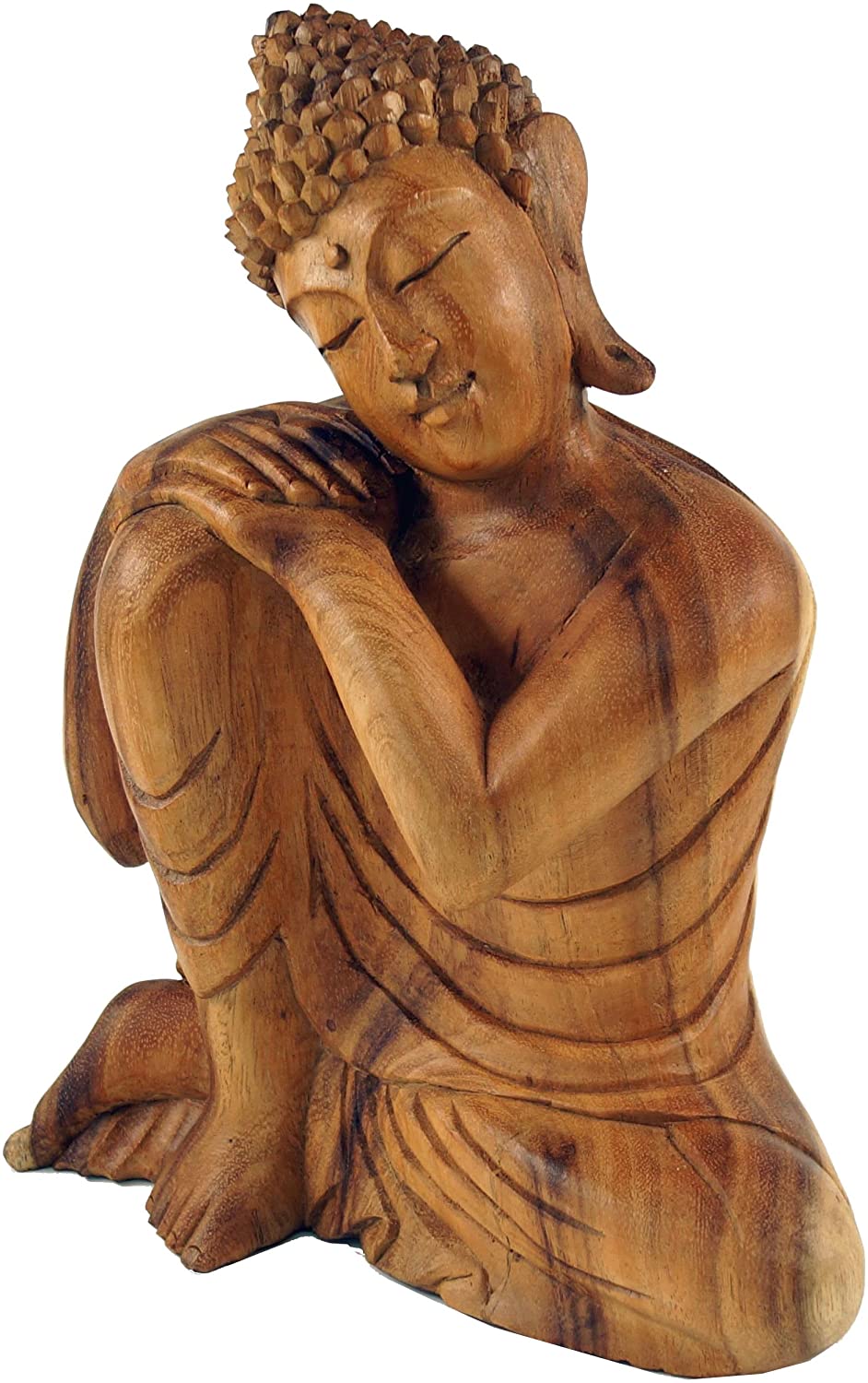 Guru-Shop GURU SHOP Sitting Buddha Wooden Buddha Statue Handmade 30 cm Design 13 Brown Buddha