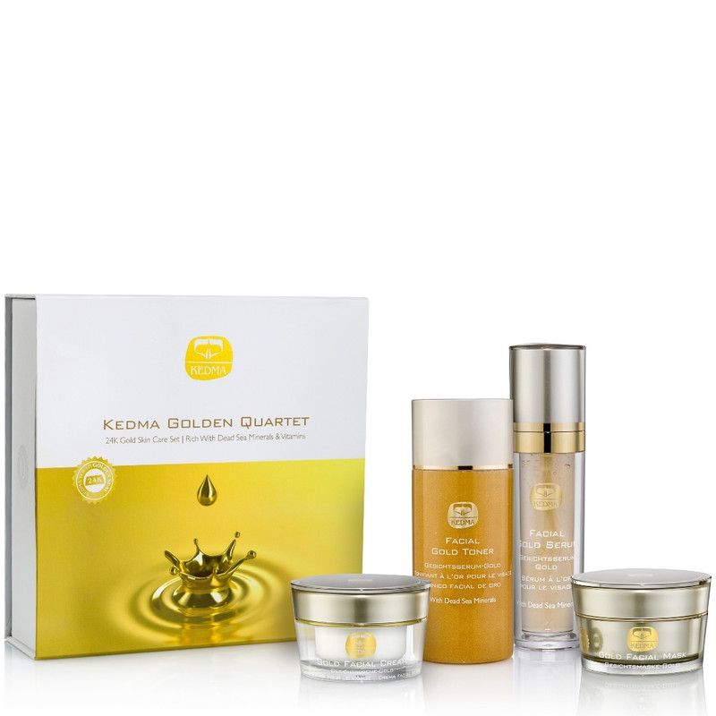 Kedma – 24K Gold Facial Care Set – Toner, Serum, Cream & Mask – Anti-Aging & Glow
