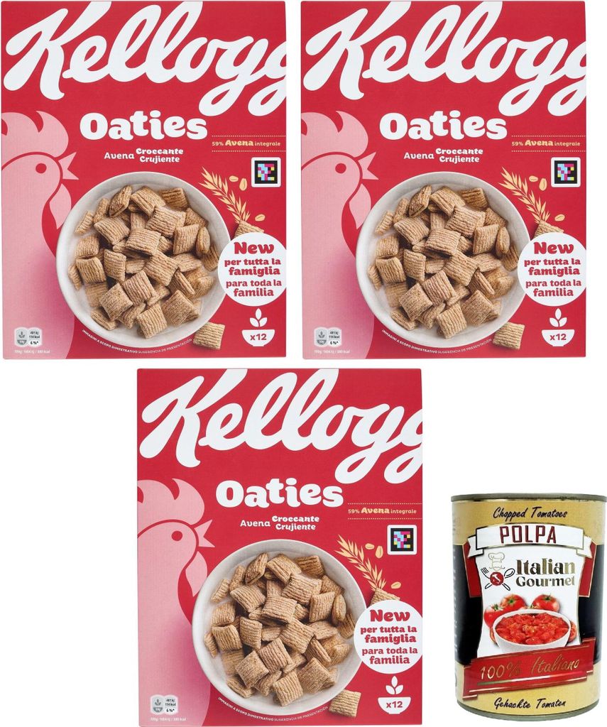 Kellogg's Original Oaties Crunchy Oats 3 x 360g + Italian Gourmet Crumbs 400g
