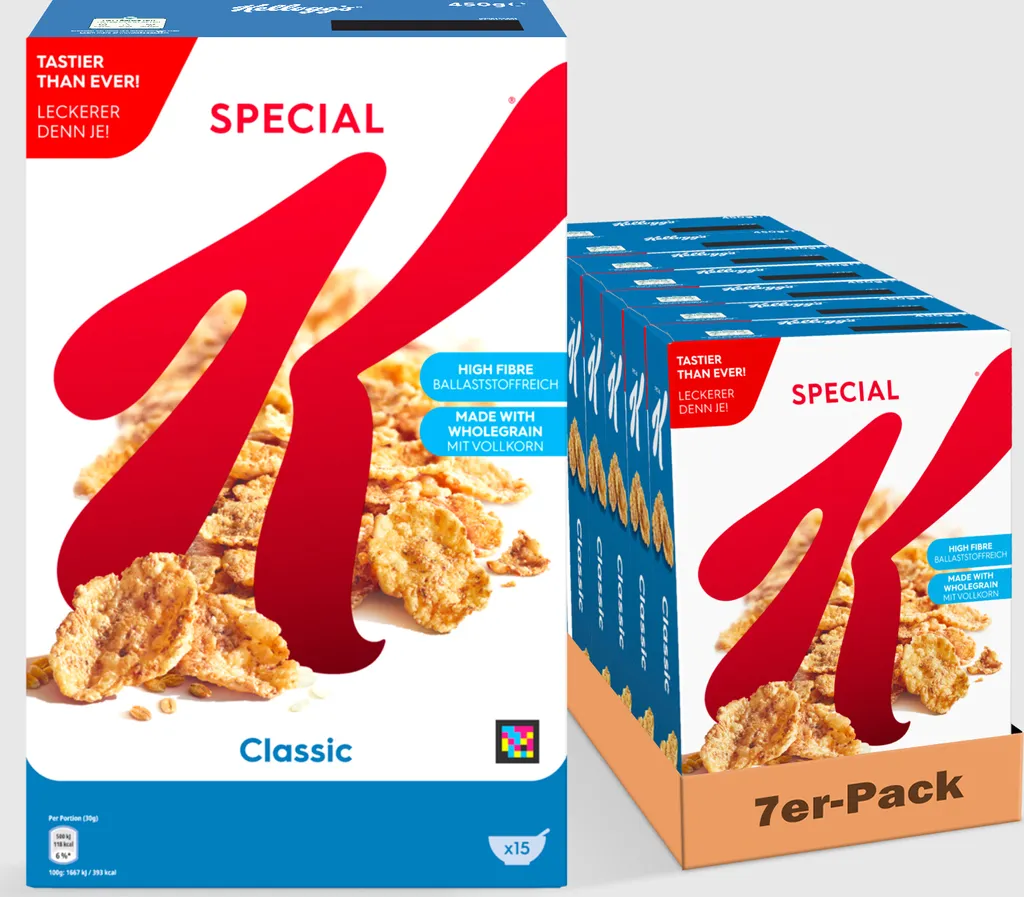 Kellogg’s Special K Classic (7 x 450 g) – crispy cereal flakes with whole wheat – high-fiber breakfast cereal